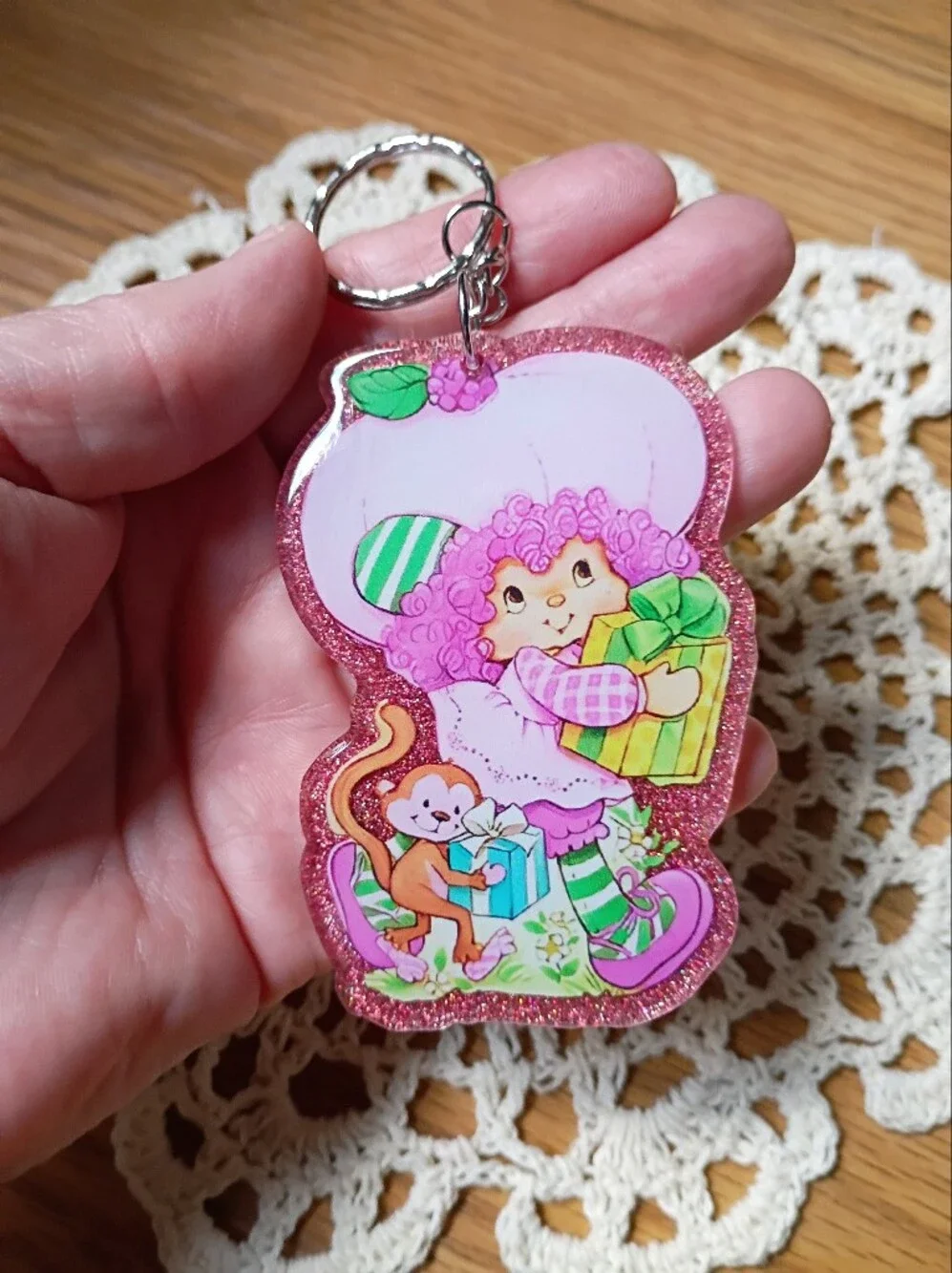 Raspberry Tart, Strawberry Shortcake Keychain, Backpack, Purse Charm